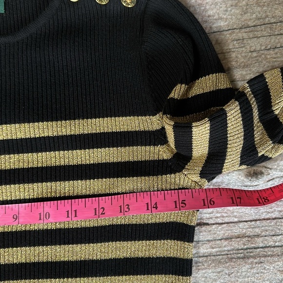 EUC, LRL…Black and metallic gold striped sweater size MP - Picture 3 of 6